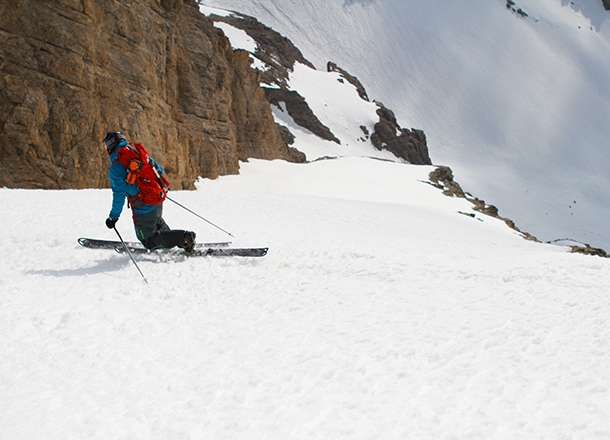 Steep telemark skiing.